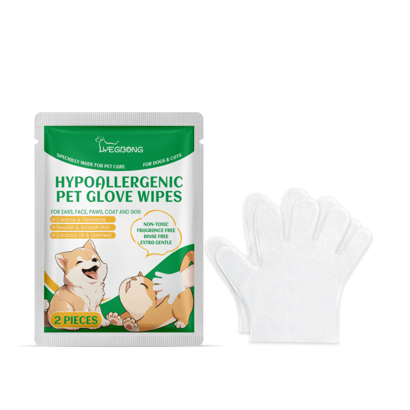Disposable Pet Cleaning Gloves for Dog & Cat - Gentle Hair & Skin Care Wipes