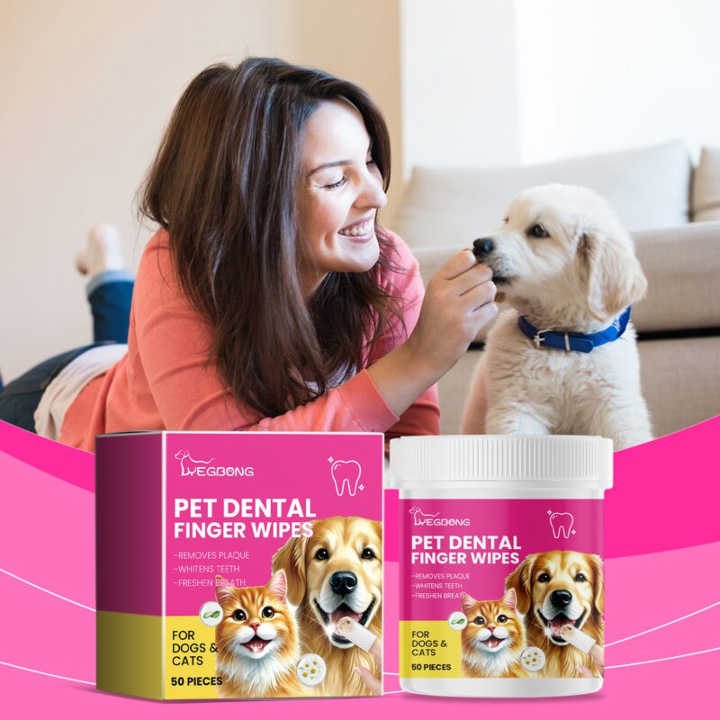 Pet Teeth & Gum Tartar Removal Finger Wipes for Cats & Dogs - Effective Oral Cleaning Wipes - Image 2
