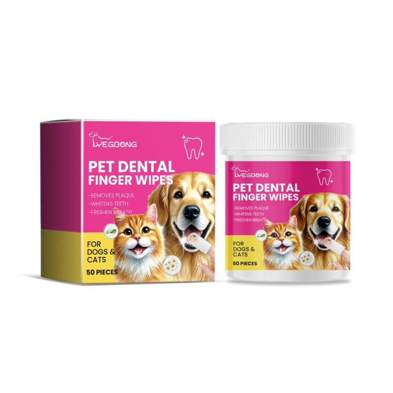 Pet Teeth & Gum Tartar Removal Finger Wipes for Cats & Dogs - Effective Oral Cleaning Wipes