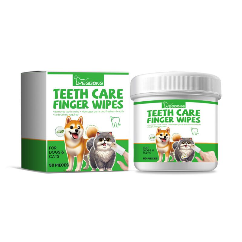 Dog & Cat Tooth Wipes - Mild Pet Oral Care Wipes for Tartar Removal, Stain Cleaning & Fresh Breath