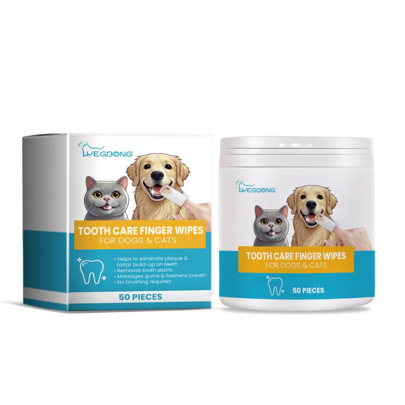 Cat & Dog Pet Tooth Wipes - Tartar Removal, Teeth Cleaning Repair, Fresh Breath Care with Finger Cover Design