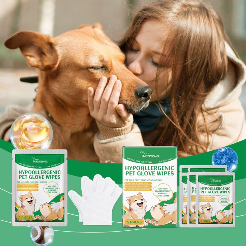 Pet Disposable Cleaning Gloves for Dog & Cat - Gentle Hair & Skin Care Wipes - Image 2