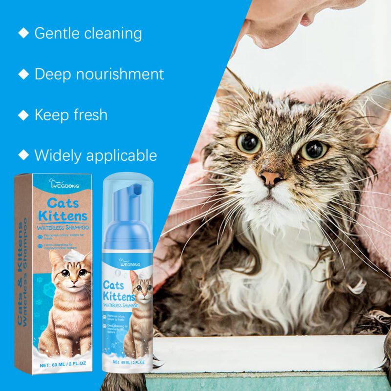 Gentle Non-Irritating Cat Cleaning Mousse for Kitty - Pet Care Foam with Mild Formula - Image 3