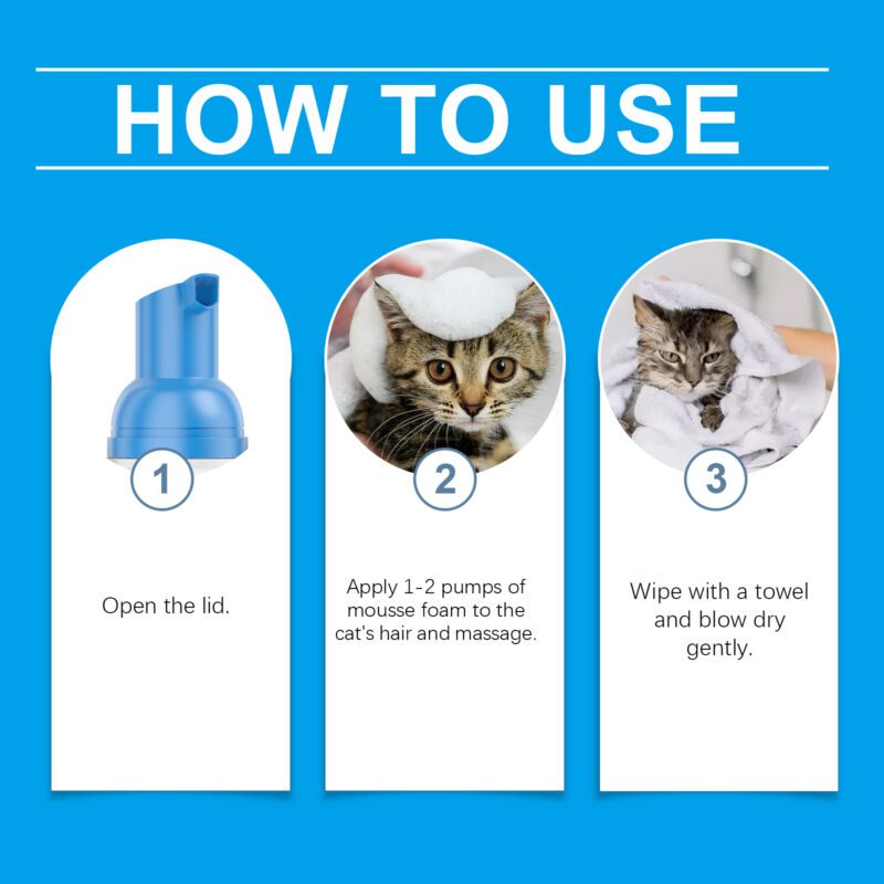 Gentle Non-Irritating Cat Cleaning Mousse for Kitty - Pet Care Foam with Mild Formula - Image 6