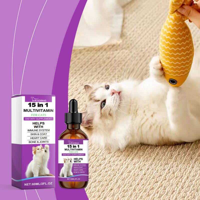 Cat Vitamin Drops Daily Care Supplements - Supports Physical Discomfort Relief, Essential Pet Vitamins - Image 2