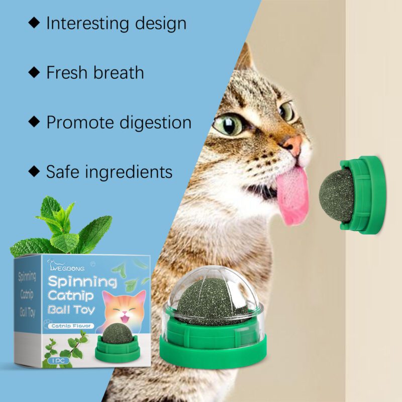 Mint-Flavored Interactive Rotating Cat Ball Toy - Chew Toy with Dental Cleaning Care for Kittens & Cats - Image 3