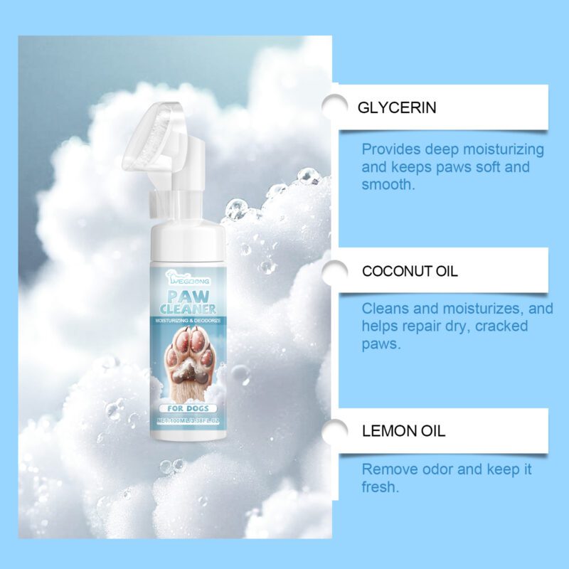Pet Dog Paw & Foot No-Rinse Foam Cleaner - Gentle Effective Paw Care for Dogs - Image 4