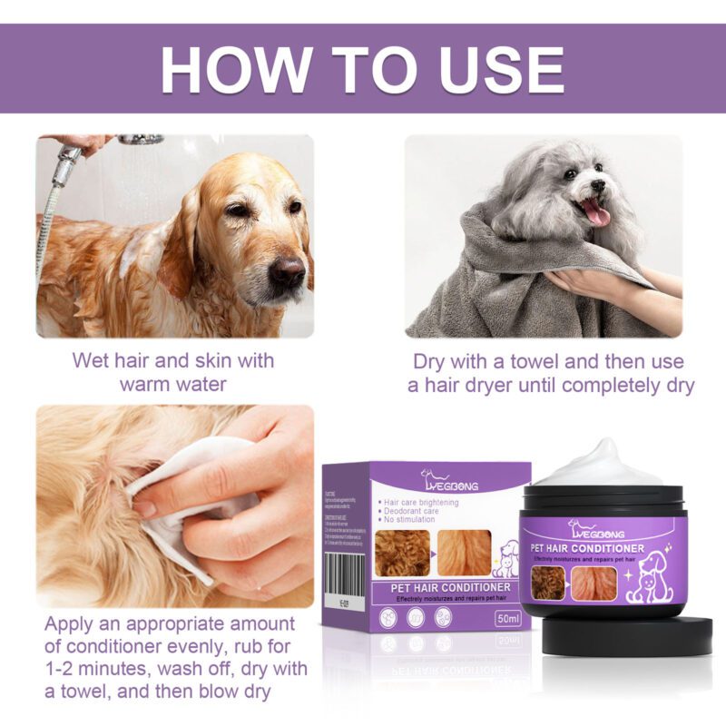 Yegbong Pet Hair Conditioner - Fluffy Silky Soft, Tangle-Free Nourishing Hair Cream for Pets - Image 6