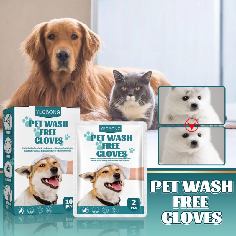 Yegbong Pet Spa Dry Cleaning Gloves (2pcs) for Dog & Cat - Decontamination Odor Removal Hand Sanitizer Bathing Care Gloves - Image 2