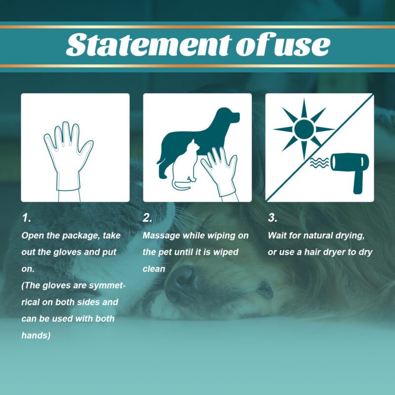 Yegbong Pet Spa Dry Cleaning Gloves (2pcs) for Dog & Cat - Decontamination Odor Removal Hand Sanitizer Bathing Care Gloves - Image 5