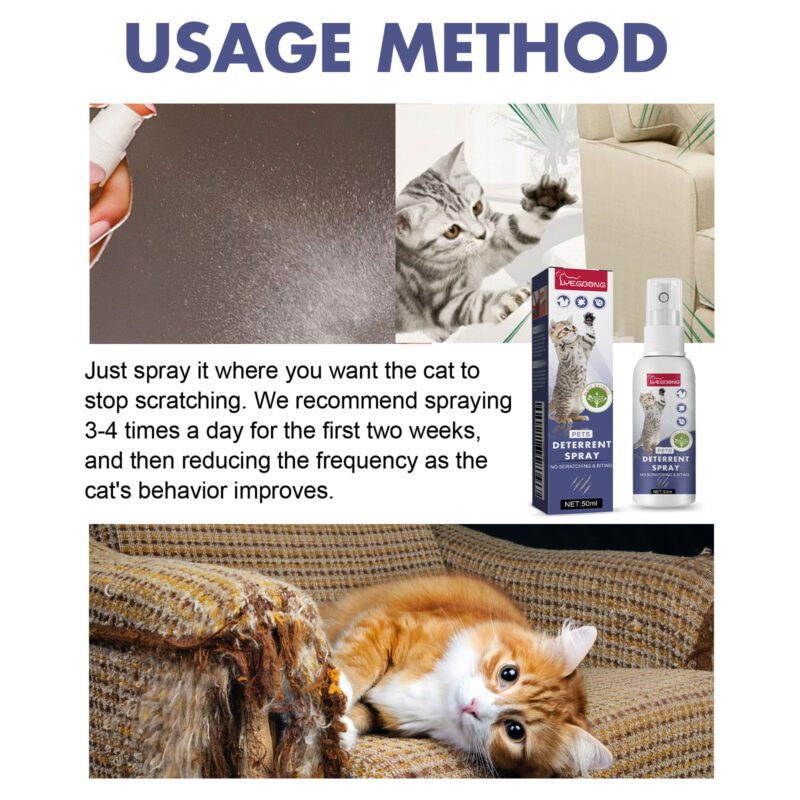 Yegbong Pet Anti-Scratch Spray for Cats & Dogs - Exclusion Zone Deterrent Spray to Prevent Scratching on Doors & Sofas, Effective Scratch Control Solution - Image 6