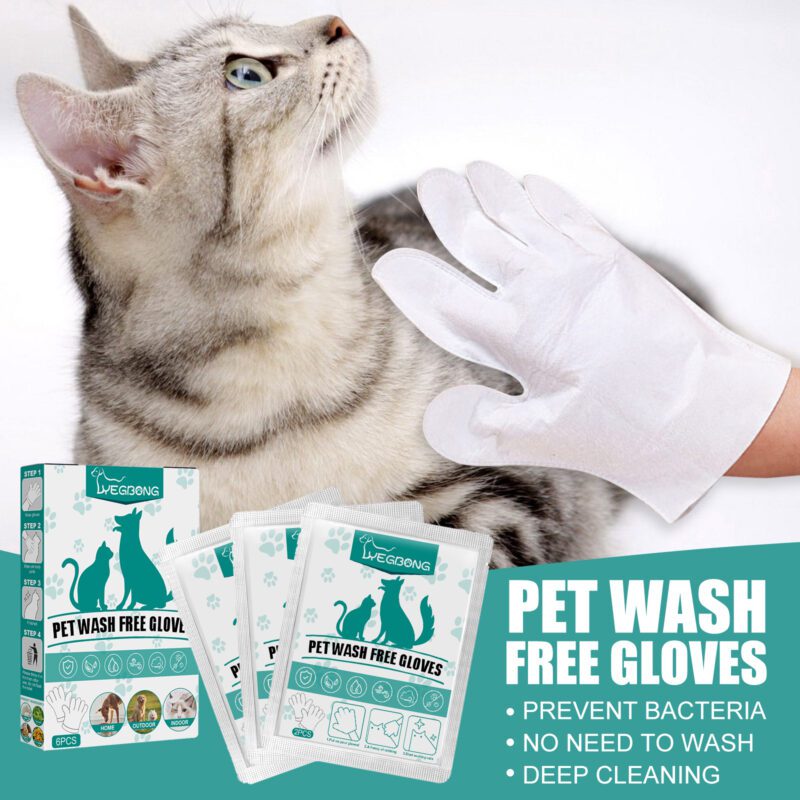 Yegbong Pet Leave-In Dry Cleaning Gloves for Dogs & Cats - Deodorizing Odor Removal Grooming Gloves - Image 2