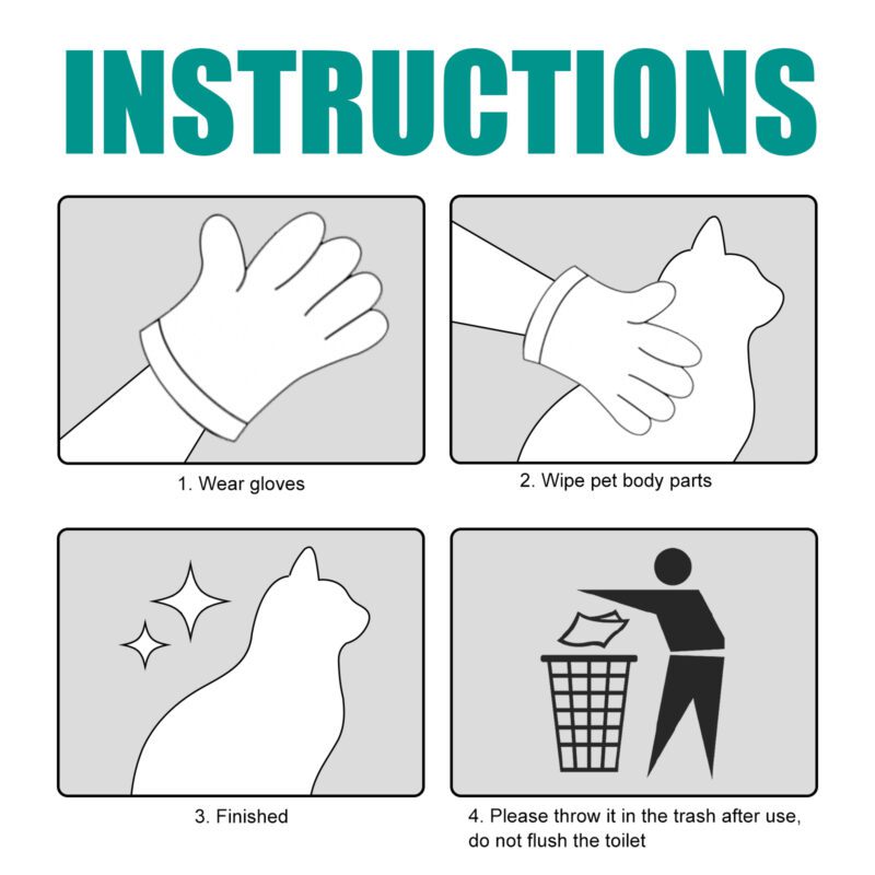 Yegbong Pet Leave-In Dry Cleaning Gloves for Dogs & Cats - Deodorizing Odor Removal Grooming Gloves - Image 6