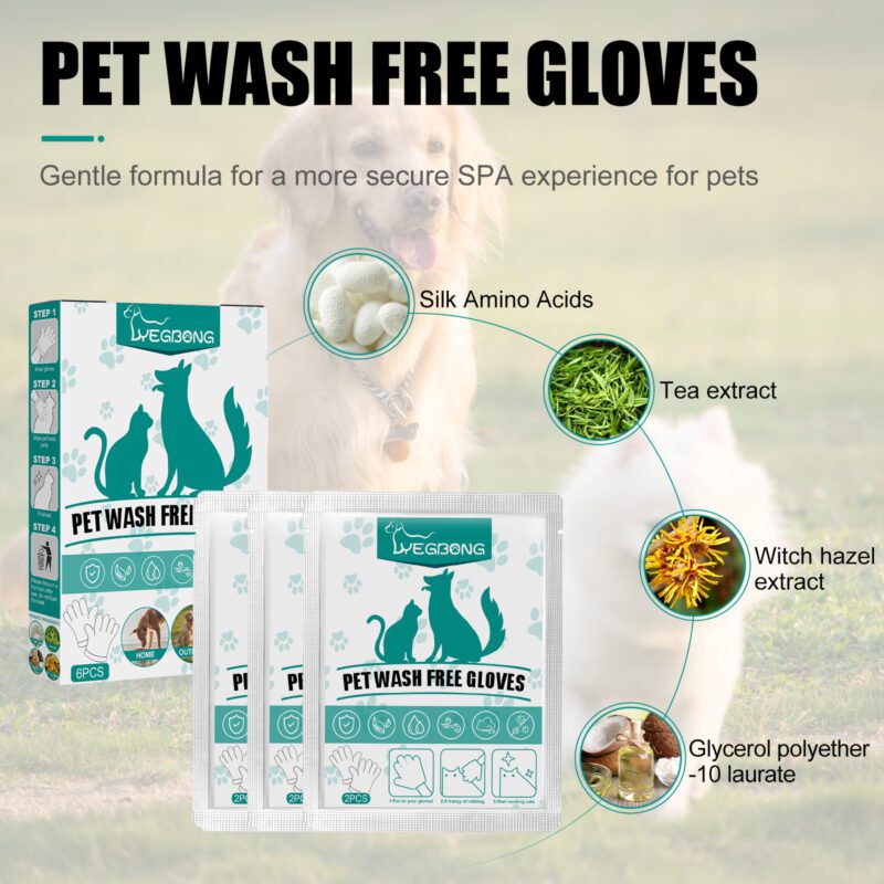 Yegbong Pet Leave-In Dry Cleaning Gloves for Dogs & Cats - Deodorizing Odor Removal Grooming Gloves - Image 5