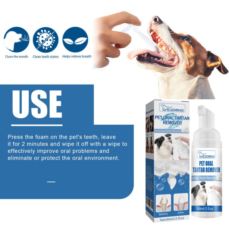 Yegbong Pet Dental Tartar Remover Foam Cleaner - Effectively Removes Calculus, Yellow Teeth & Halitosis for Teeth & Mouth Care - Image 6
