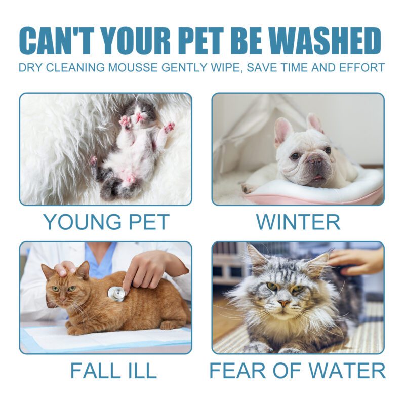 Waterless Dry Cleaning Mousse for Kittens & Puppies - Deodorizing, Gentle & Effective to Remove Odors, Soften & Smooth Coat - Image 3