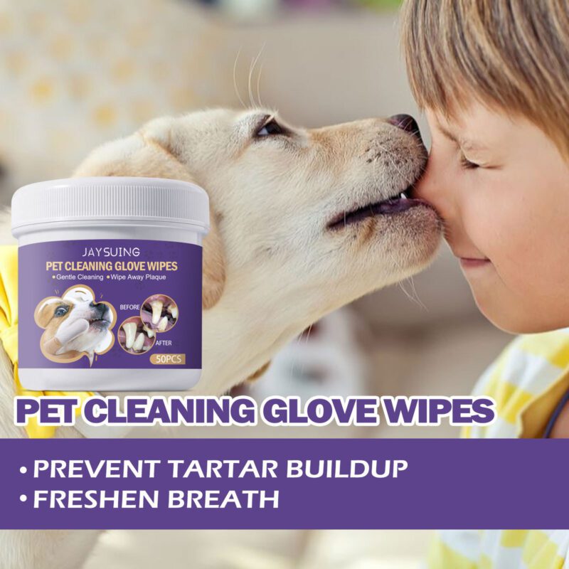 JAYSUING Pet Dental Cleaning Glove Wipes - Gentle Gum Care Wipes for Effective Tartar Removal & Bad Breath Odor Elimination - Image 3