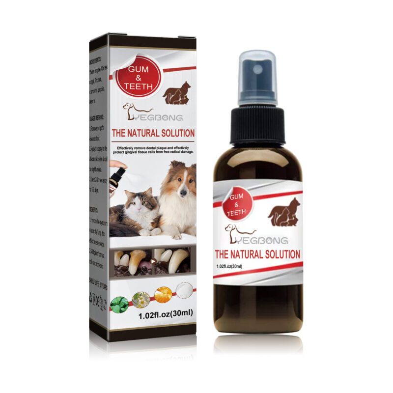 Pet Oral Care Tooth Cleaning Spray for Cats & Dogs - Tartar & Stain Removal, Bad Breath Eliminating Oral Spray