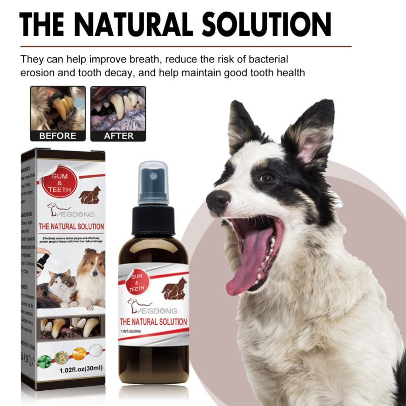 Pet Oral Care Tooth Cleaning Spray for Cats & Dogs - Tartar & Stain Removal, Bad Breath Eliminating Oral Spray - Image 2