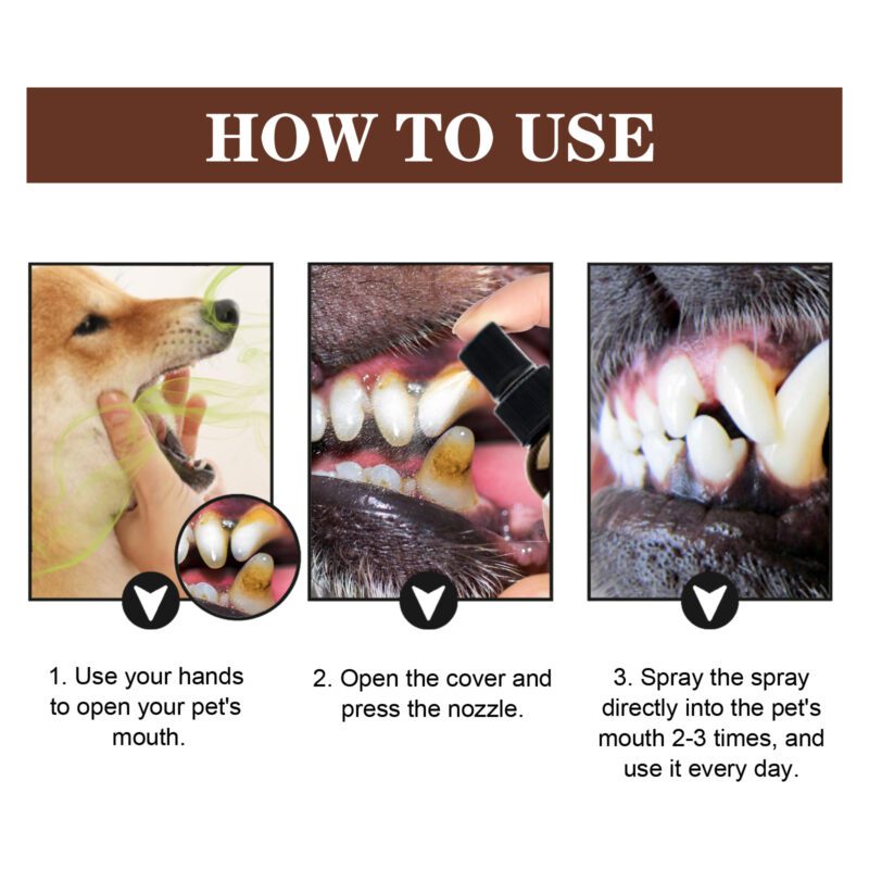 Pet Oral Care Tooth Cleaning Spray for Cats & Dogs - Tartar & Stain Removal, Bad Breath Eliminating Oral Spray - Image 6