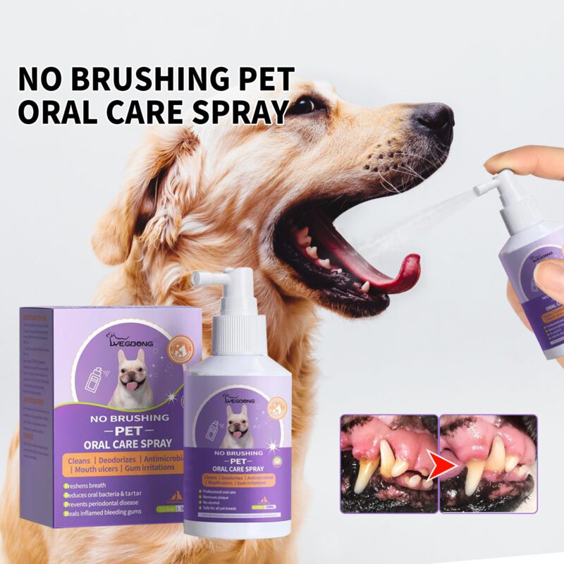 Dog & Cat Oral Care Tooth Cleaning Spray - Pet Mouth Freshener for Fresh Breath & Odor Control