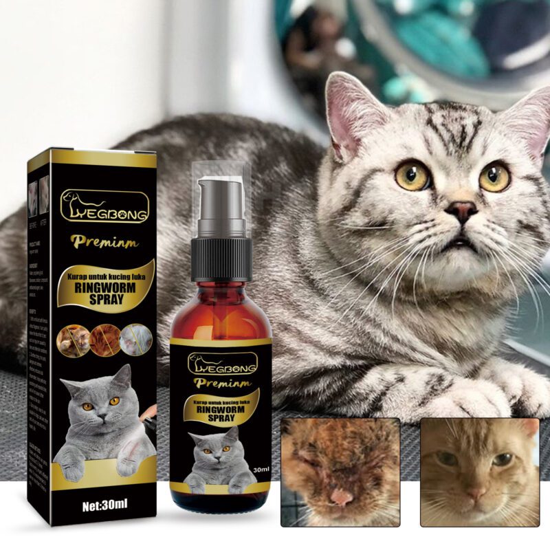 Cat Ringworm & Cat Moss Spray - Anti-Mite Anti-Itch Topical Solution for Pet Cats Skin Care
