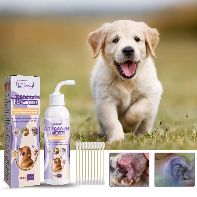 Pet Ear Wash Drops for Cats & Dogs - Eliminates Ear Odors, Removes Excess Earwax, Gentle Ear Canal Cleaner