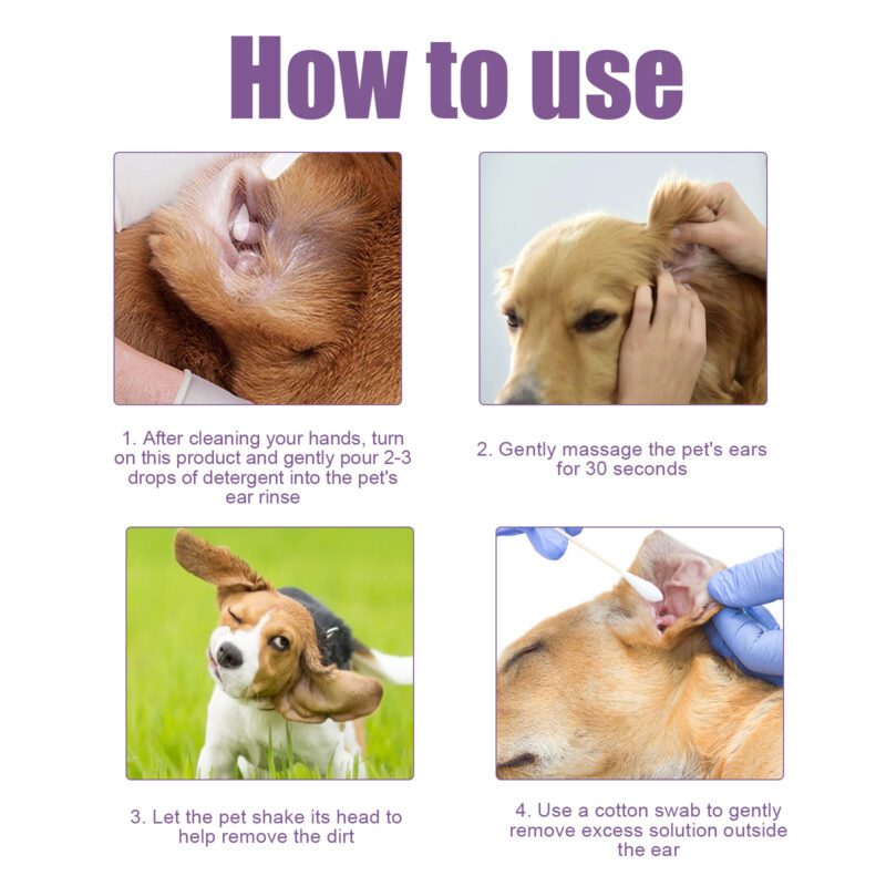 Pet Ear Wash Drops for Cats & Dogs - Eliminates Ear Odors, Removes Excess Earwax, Gentle Ear Canal Cleaner - Image 6