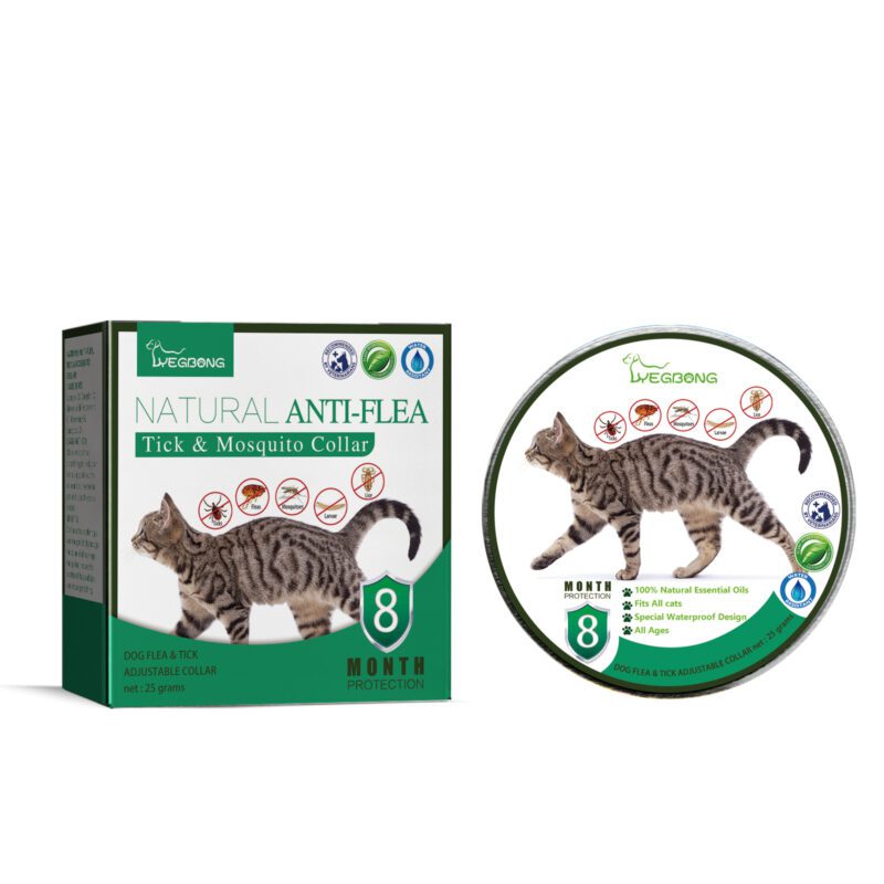 Pet Flea & Tick Repellent Collar - Waterproof Adjustable Long-Lasting Deworming Collar for Pets