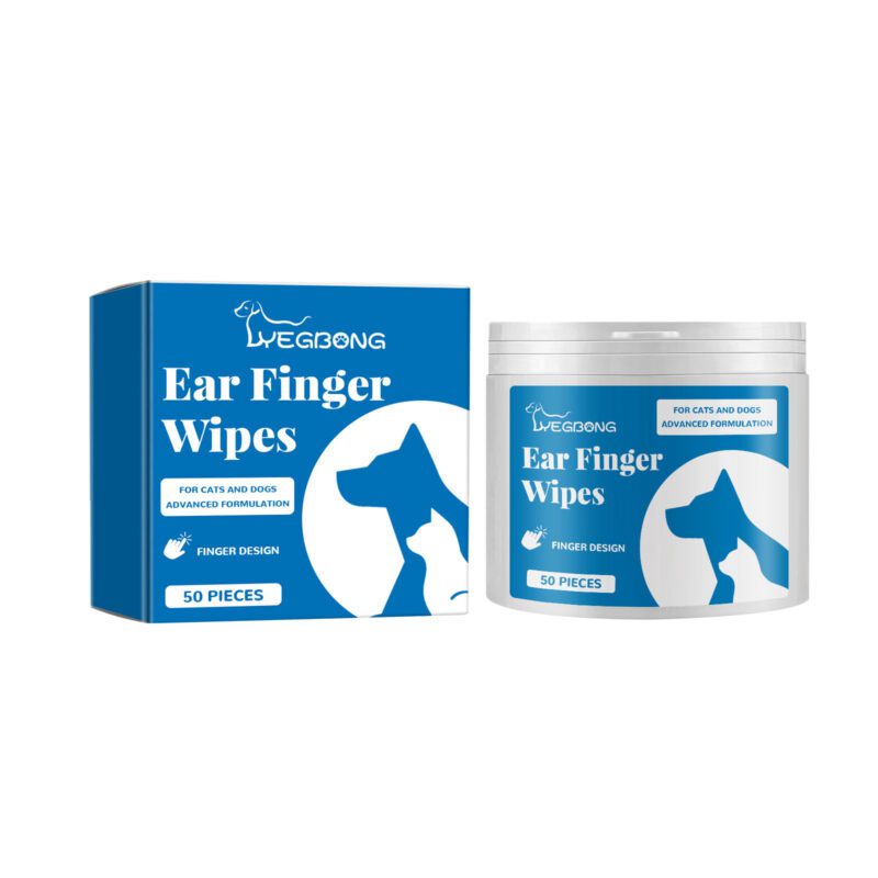 Pet Ear Cleaning Finger Wipes - Gentle Effective Ear Care Finger Covers for Ear Wax & Ear Mite Removal