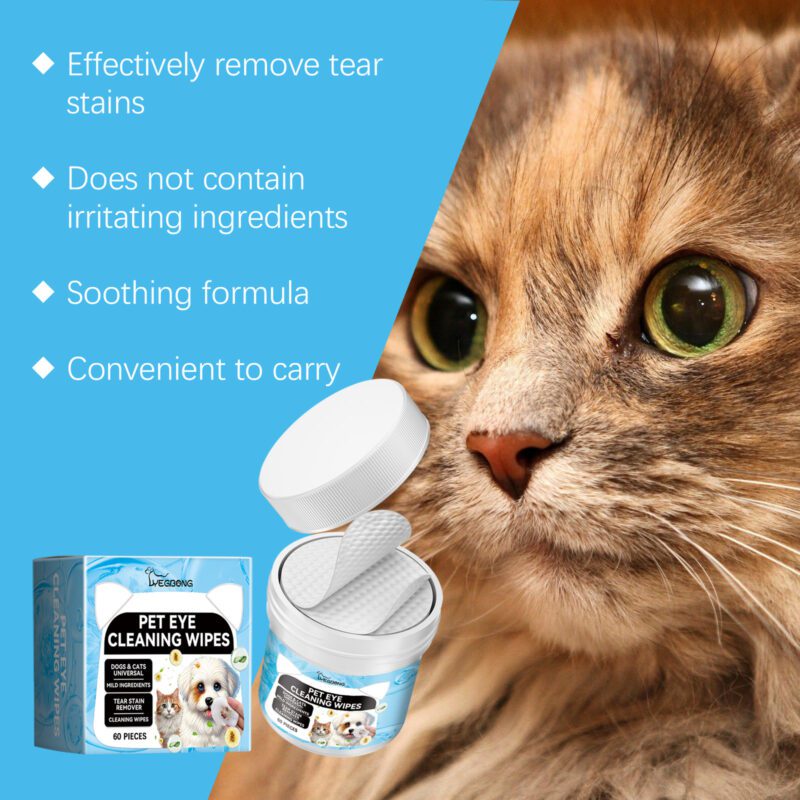 Gentle Pet Eye Wipes for Cats & Dogs - Mild Tear Stain & Eye Dirt Cleaning Care Wipes - Image 4