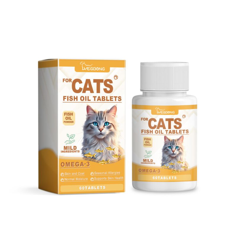 Multi-Dimensional Cat Fish Oil Tablets - Vitamin-Enriched Skin Moisturizing Care for Healthy Cats