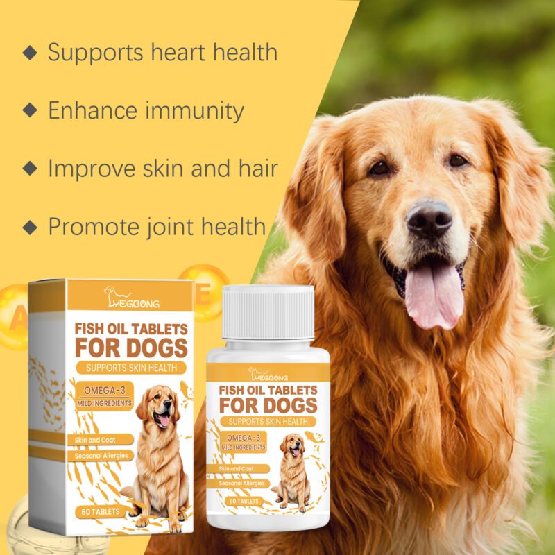 Premium Dog Multi-Dimensional Fish Oil Tablets - Hair Care & Skin Moisturizing for Shiny Coat, Promotes Pet Health - Image 3