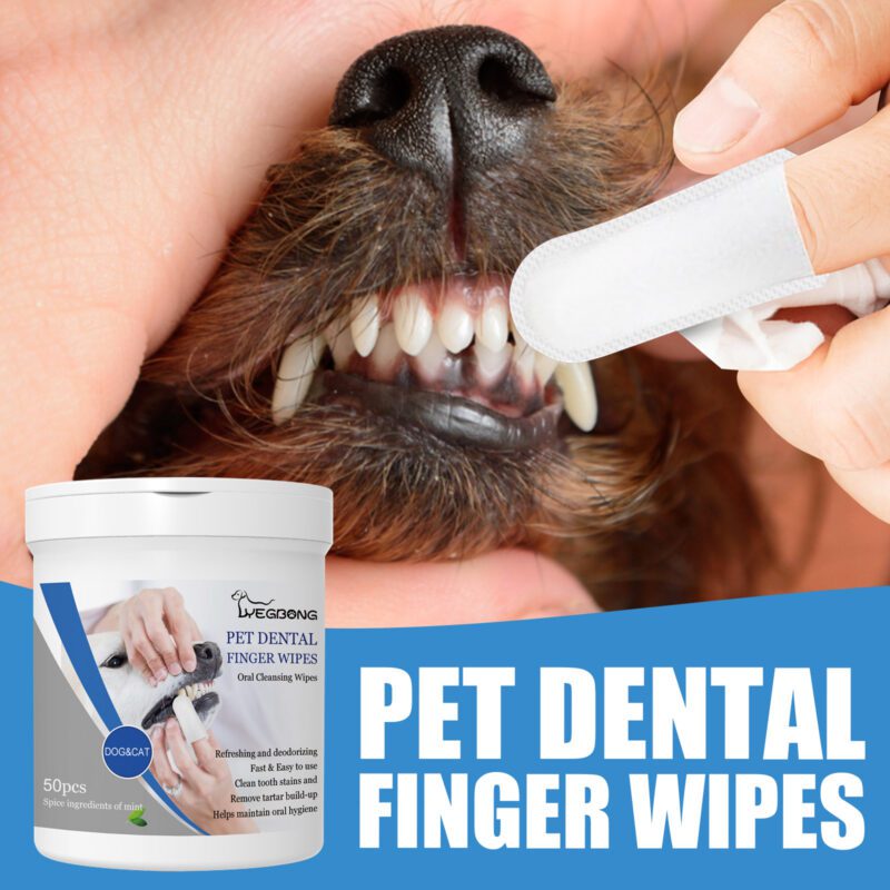 Yegbong Dog Dental Finger Wipes - Bad Breath & Tartar Remover, Teeth Whitening Oral Care Wipes for Pet Dogs - Image 2