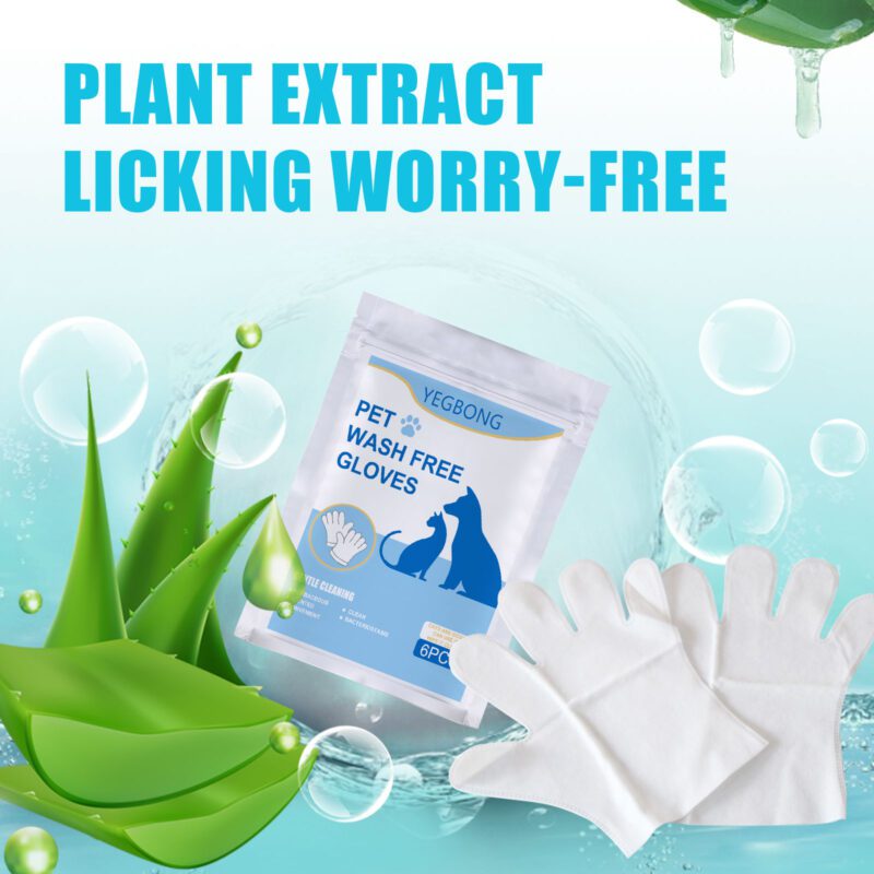 Yegbong Pet Herbal Cleaning Gloves - No-Bath No-Wash Non-Woven Wipes for Gentle Cat Grooming & Easy Handling - Image 2