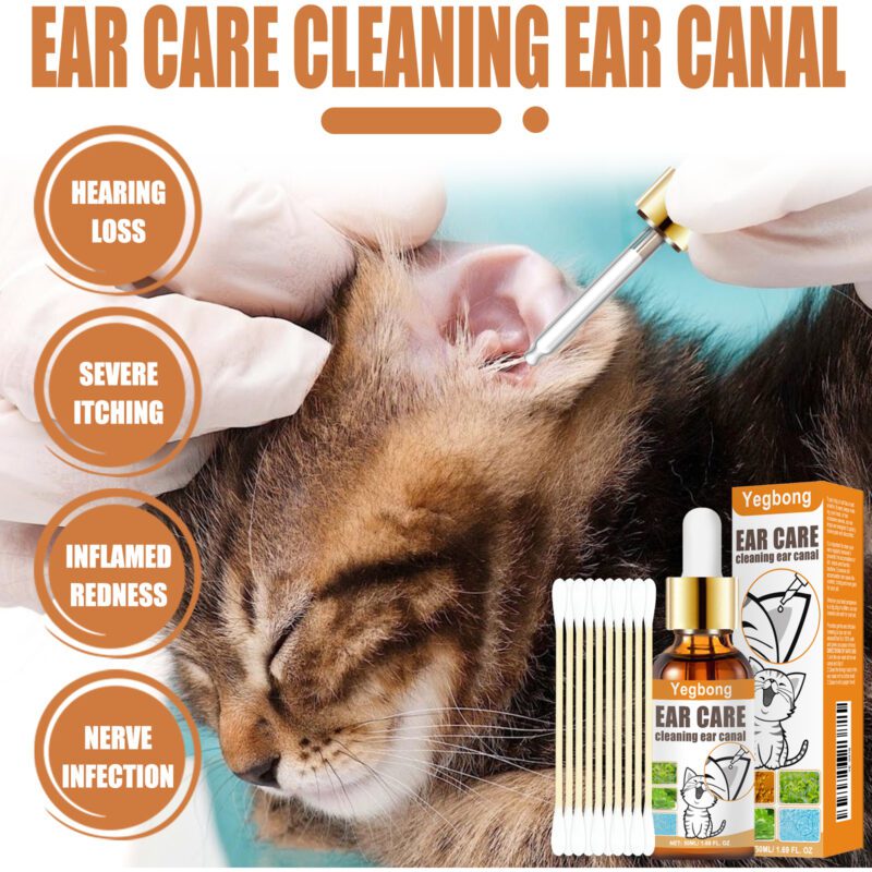 Yegbong Pet Ear Cleaning Drops for Cats & Dogs - Anti-Itch Ear Mite Treatment, Purify Ear Canal & Deodorize - Image 4